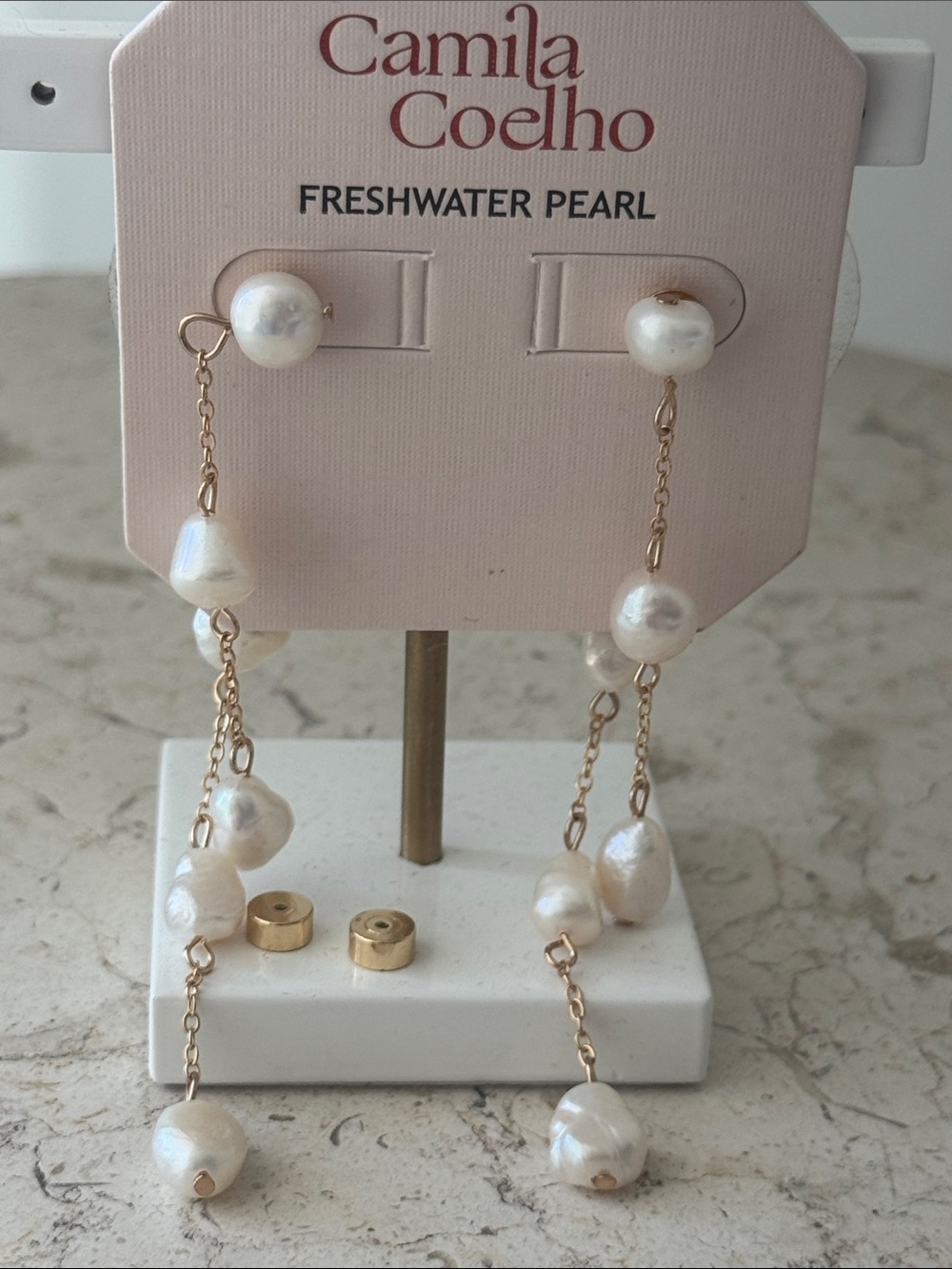 Camilla Coelho 2in 1 Freshwater White Pearl Drop Earrings